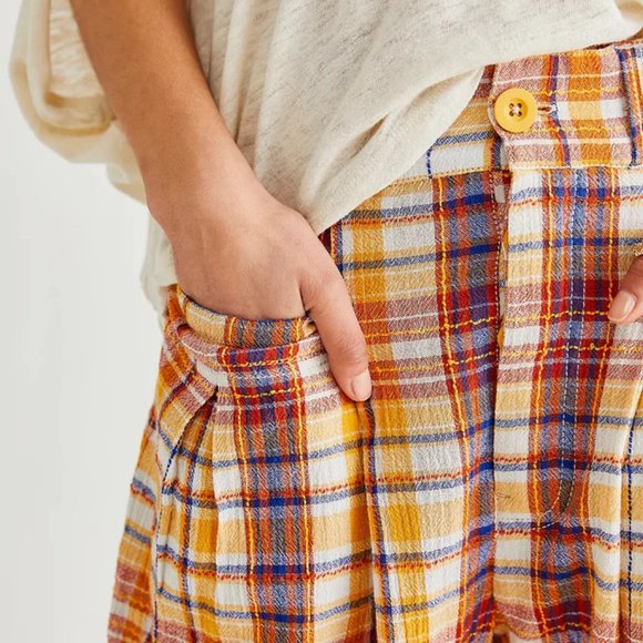 NEW with TAGS Free People Plaid MAKE A STAND Trousers (size XS) - Picture 1 of 13